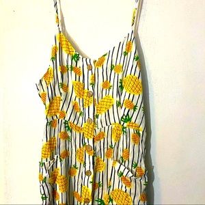 Pineapple Print Button Dress